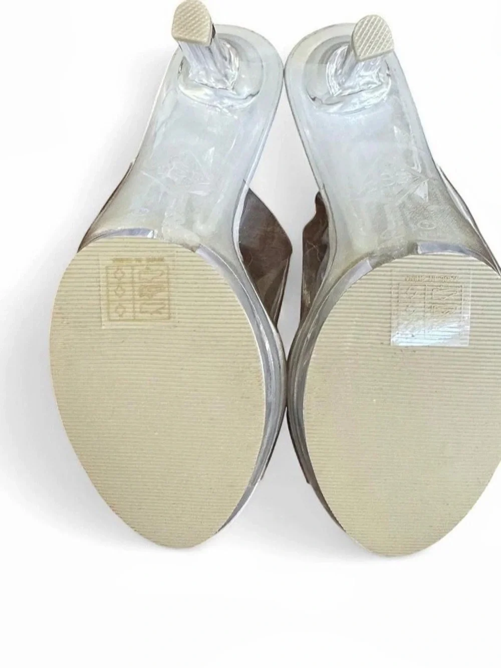 The Shoe Fairy Olympian Mule Clear Platform Competition Heels